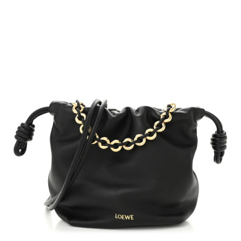 LOEWE Mellow Nappa Donut Chain Mini Flamenco Knot Clutch Black
