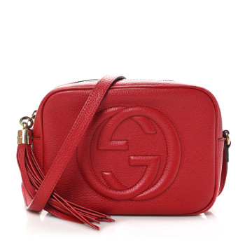 GUCCI Pebbled Calfskin Small Soho Disco Bag Vibrant Red