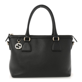 GUCCI Dollar Calfskin GG Charm Satchel Black