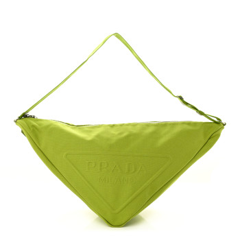 PRADA Canapa Logo Embossed Large Triangle Shoulder Bag Felce