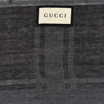GUCCI Wool Silk GG Monogram Diamante Plaid Surviee Shawl Graphite Black