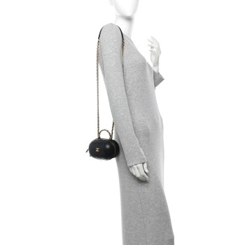 CHANEL Lambskin Quilted Small CC Bubble Vanity Case With Chain Black