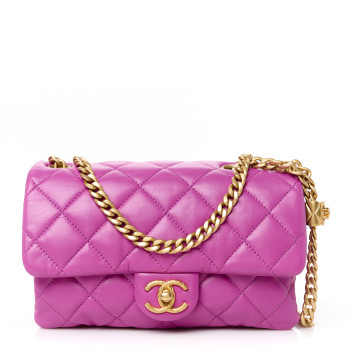 CHANEL Lambskin Quilted Small Pillow Crush Flap Purple