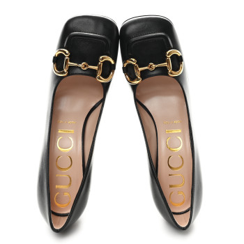 GUCCI Malaga Kid Horsebit 75mm Pumps 38.5 Black