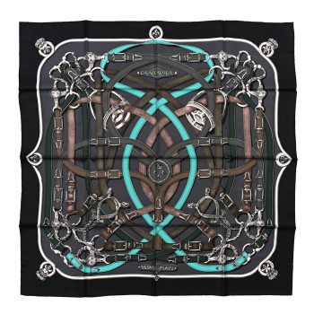 HERMES Silk Cavalcadour Voltigeur Scarf 90