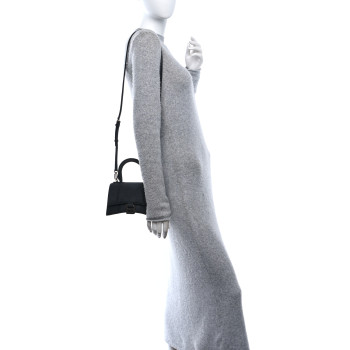 BALENCIAGA Glitter Fabric Hourglass Top Handle Bag XS Black