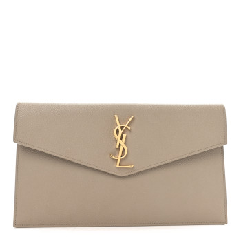 SAINT LAURENT Grain De Poudre Uptown Pouch Dark Beige