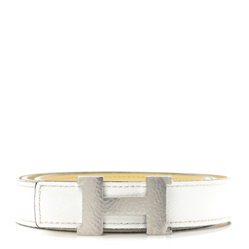 HERMES Swift Epsom 24mm Mini Martelee Constance Belt 90 Jaune Poussin White