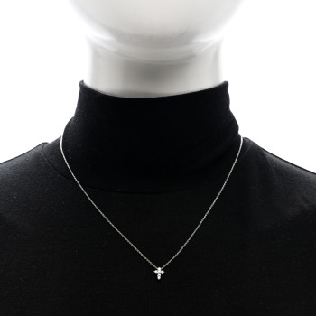 ROBERTO COIN 18K White Gold Diamond Tiny Treasures Baby Cross Pendant Necklace