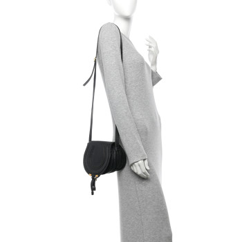 CHLOE Calfskin Mini Marcie Round Crossbody Bag Black