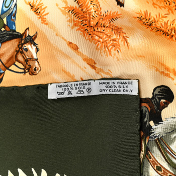 HERMES Silk Africa Scarf 90 Green Yellow
