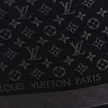 LOUIS VUITTON Silk Lurex Wool Monogram Shine Shawl Black