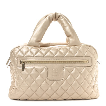 CHANEL Lambskin Coco Cocoon Bowler Light Gold