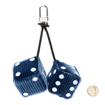 LOUIS VUITTON Velvet Monogram Embroidered Lucky Dice Bag Charm Blue
