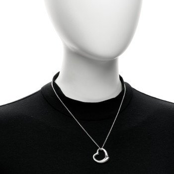 TIFFANY Sterling Silver 27mm Elsa Peretti Open Heart Pendant Necklace