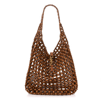 SAINT LAURENT Wood Bead Large Le 5 A 7 Soft Hobo Light Wood