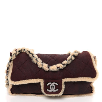 CHANEL Shearling Quilted Medium Single Flap Bordeaux