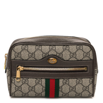 GUCCI GG Supreme Monogram Web Small Ophidia Belt Bag 85 34 Dark Brown