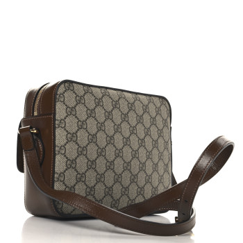 GUCCI GG Supreme Monogram Small Horsebit 1955 Shoulder Bag Beige Brown Sugar