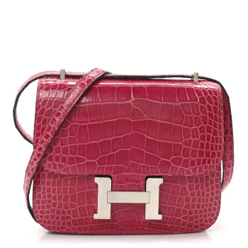 HERMES Shiny Alligator Constance 18 Rose Mexico