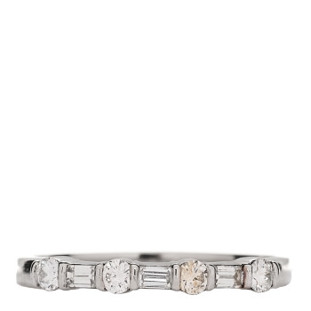 TIFFANY Platinum Diamond Round Baguette Half Band Ring 56 7.5