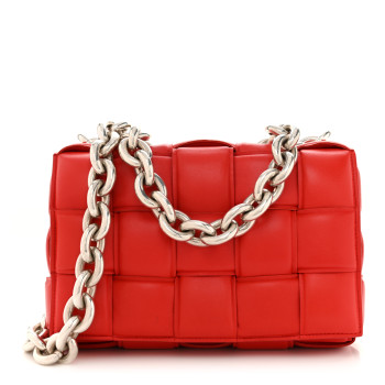 BOTTEGA VENETA Lambskin Maxi Intreccio Padded Chain Cassette Crossbody Bag Nail Polish