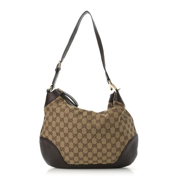 GUCCI Monogram Medium Charlotte Hobo Brown
