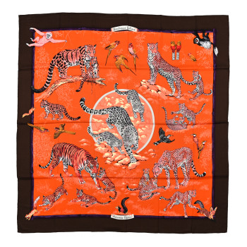 HERMES Cashmere Silk Tendresse Feline Shawl 140