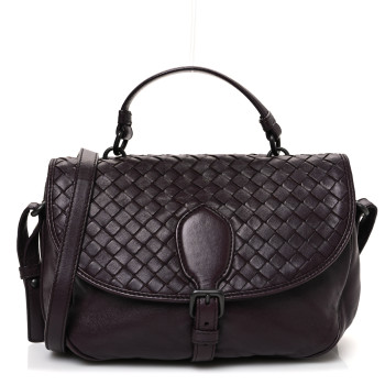 BOTTEGA VENETA Nappa Intrecciato Double Sided Crossbody Bag Aubergine