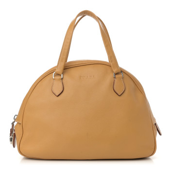PRADA Vitello Daino Bowler Bag Sughero