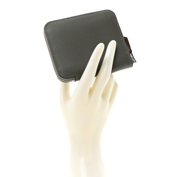HERMES Evercolor Silk'In Compact Wallet Gris Meyer