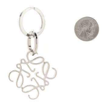 LOEWE Metal Anagram Bag Charm Key Holder Silver