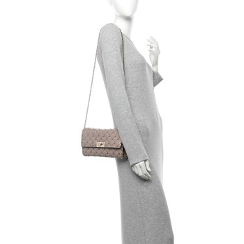 VALENTINO GARAVANI Lambskin Rockstud Spike Wallet on Chain Poudre