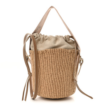 CHLOE Natural Woven Fiber Small Woody Basket Blushy Beige