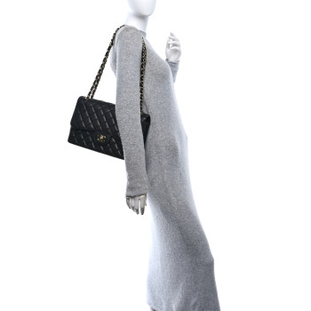 CHANEL Caviar Quilted Jumbo Double Flap Black