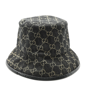 GUCCI Jacquard Denim GG Monogram Oscar Bucket Hat M Black Ivory