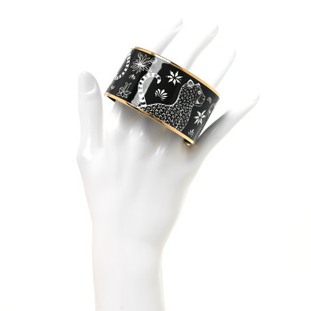 HERMES Enamel Printed Extra Wide Les Leopards Bracelet 65 Positif Negatif