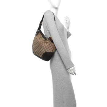 GUCCI Monogram Medium Charlotte Hobo Brown