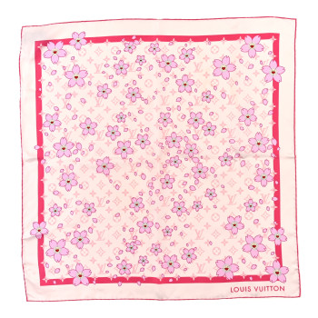 LOUIS VUITTON LV X TM Silk Monogram Cherry Blossom Square 70 Scarf Pink