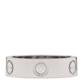 CARTIER 18K White Gold 3 Diamond 5.5mm LOVE Ring 54 7