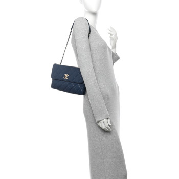 CHANEL Lambskin Quilted Medium Trendy CC Flap Navy Blue