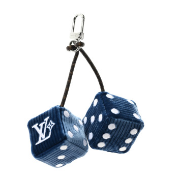 LOUIS VUITTON Velvet Monogram Embroidered Lucky Dice Bag Charm Blue