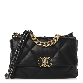 CHANEL Lambskin Quilted Medium Chanel 19 Flap Black