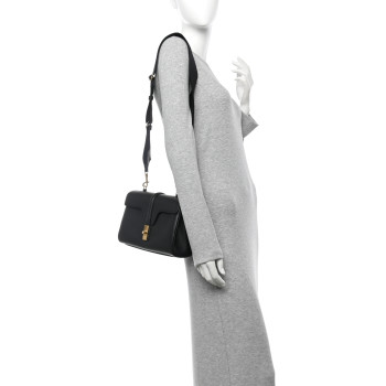 CELINE Grained Calfskin Teen Soft 16 Shoulder Bag Black