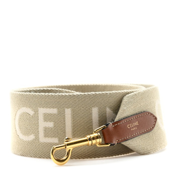 CELINE Jacquard Wool Logo Short Strap Beige White