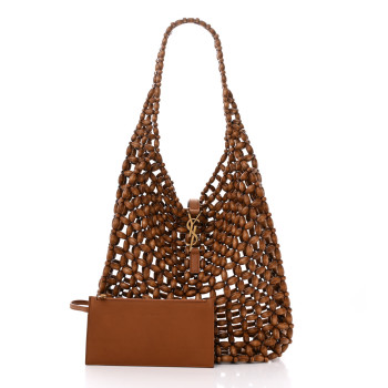 SAINT LAURENT Wood Bead Large Le 5 A 7 Soft Hobo Light Wood