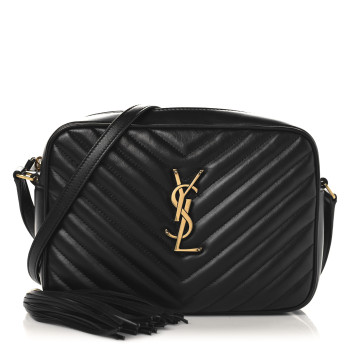 SAINT LAURENT Calfskin Matelasse Monogram Lou Camera Bag Black