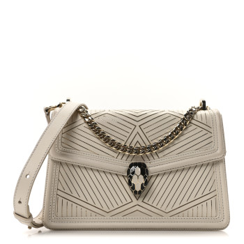 BULGARI Nappa Serpenti Forever Chain Diamond Blast Shoulder Bag Ivory Gold