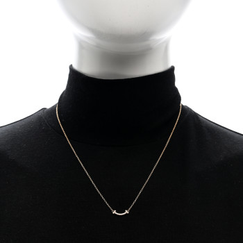 TIFFANY 18K Rose Gold Diamond Mini T Smile Pendant Necklace
