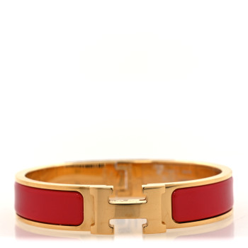 HERMES Enamel Narrow Clic Clac H Bracelet PM Rouge Bandana
